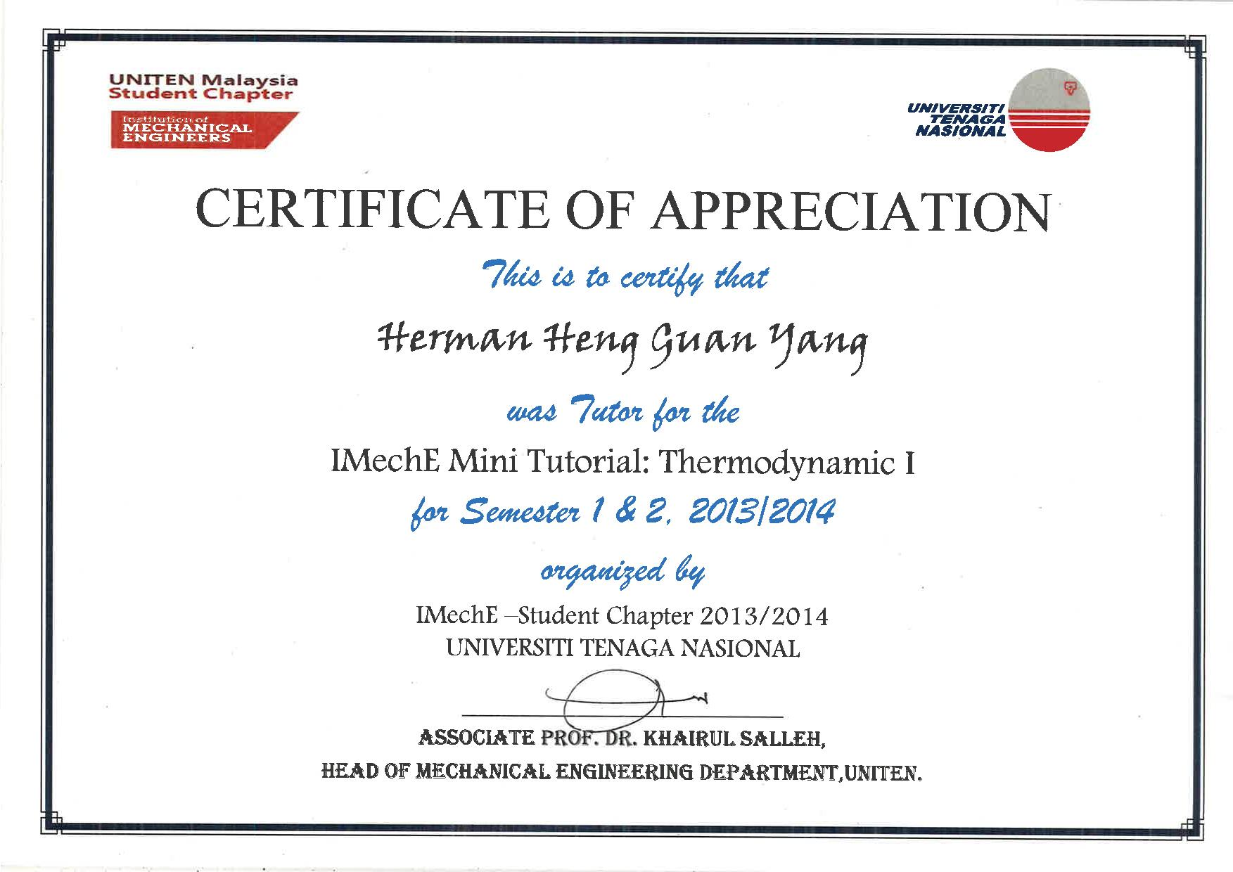 Imeche tutor